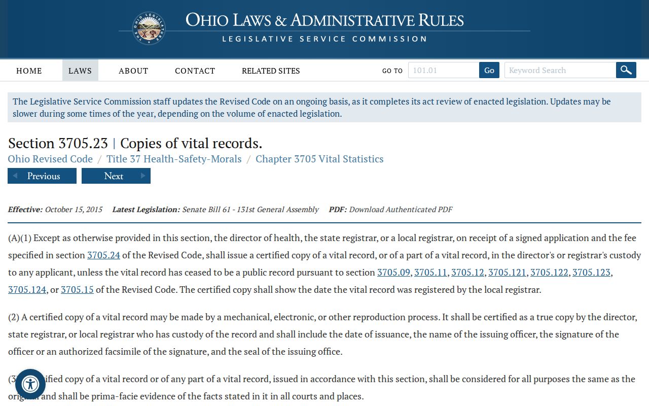 Bath Township previous-resident research using Ohio vital-record copy law
