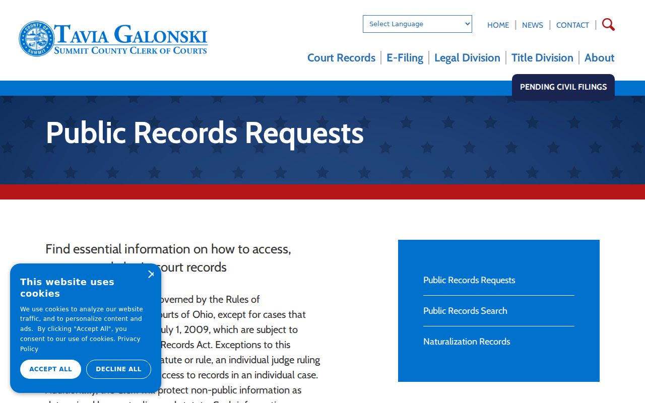 Bath Township resident lookup image of Summit County Clerk public records access