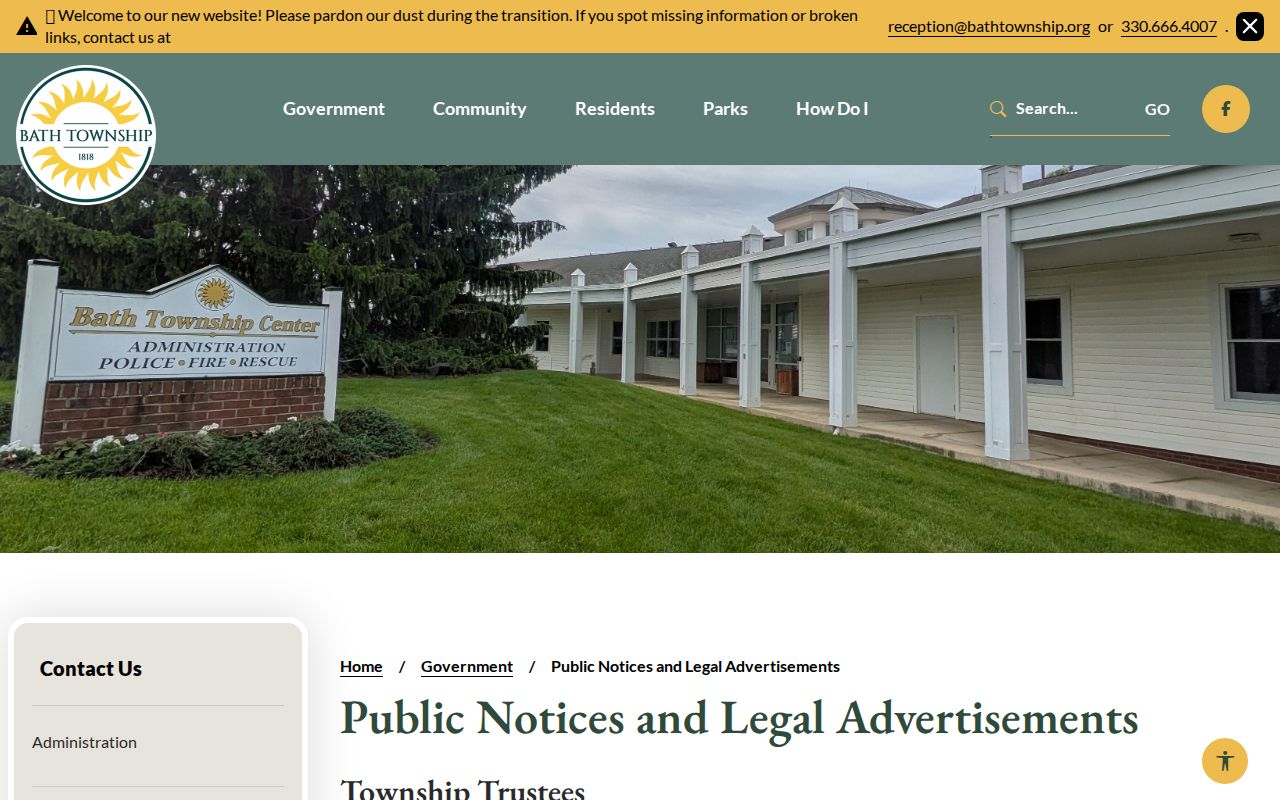Bath Township street directory public notices and zoning records