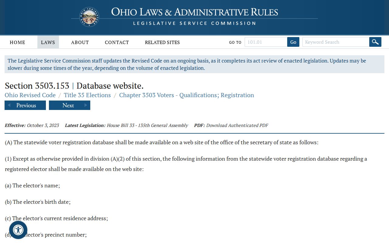 Bath Township ZIP code Ohio voter database field law